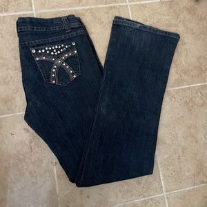 JZ Premium Denim Dark Blue Stretch Straight Jeans w/ Button Flap Back Pockets 9